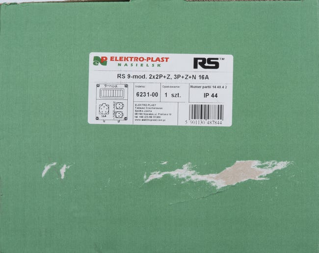 Rozdzielnica elektryczna z okablowaniem RS 1 /9 6231 - 00 / 2 X 2P + Z 3P + N + Z 16A ELEKTRO-PLAST
