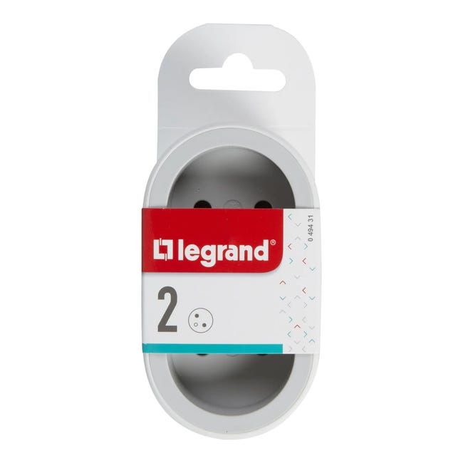 Rozgałęziacz podwójny 2X2P+Z biało-szary LEGRAND