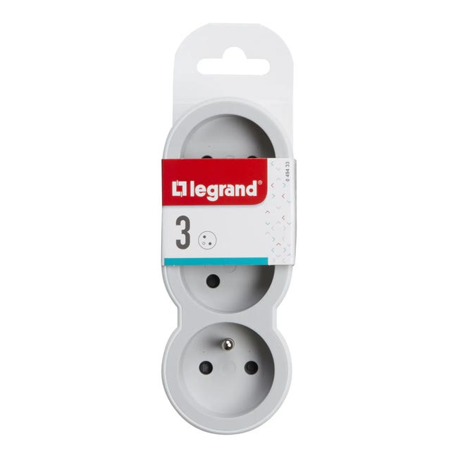 Rozgałęziacz potrójny 3X2P+Z biało-szary LEGRAND