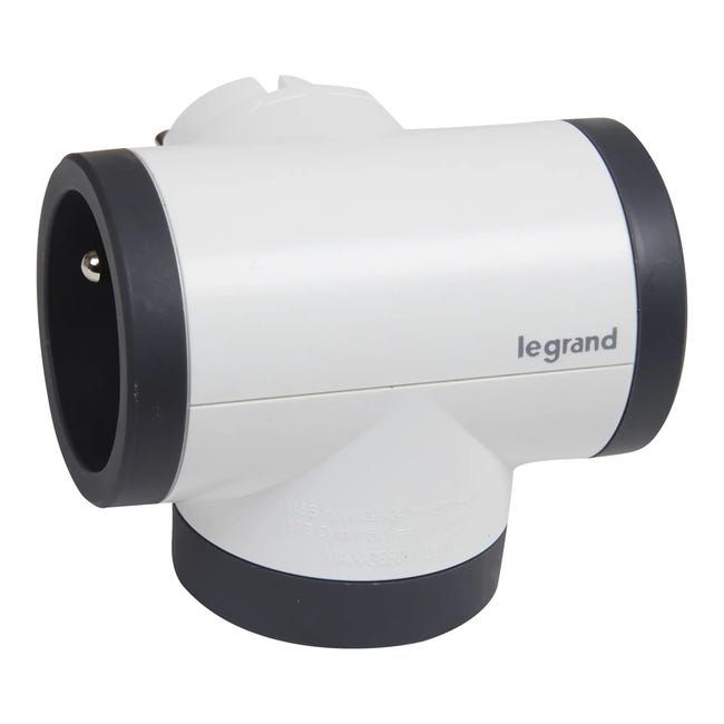 Rozgałęziacz potrójny obrotowy 2X2P+Z+USB LEGRAND