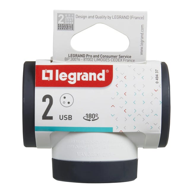 Rozgałęziacz potrójny obrotowy 2X2P+Z+USB LEGRAND