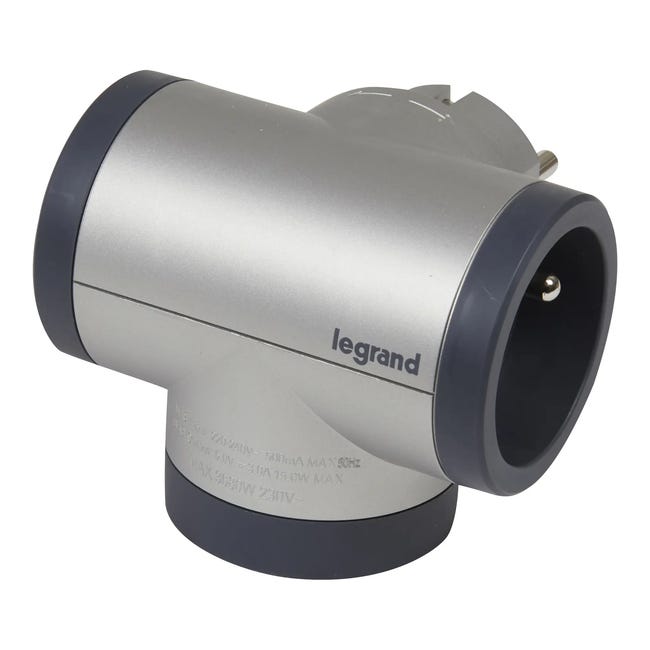 Rozgałęziacz potrójny obrotowy 2X2P+Z+USB aluminium LEGRAND