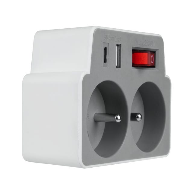 Rozgałęźnik 2x2P+USB A USB C