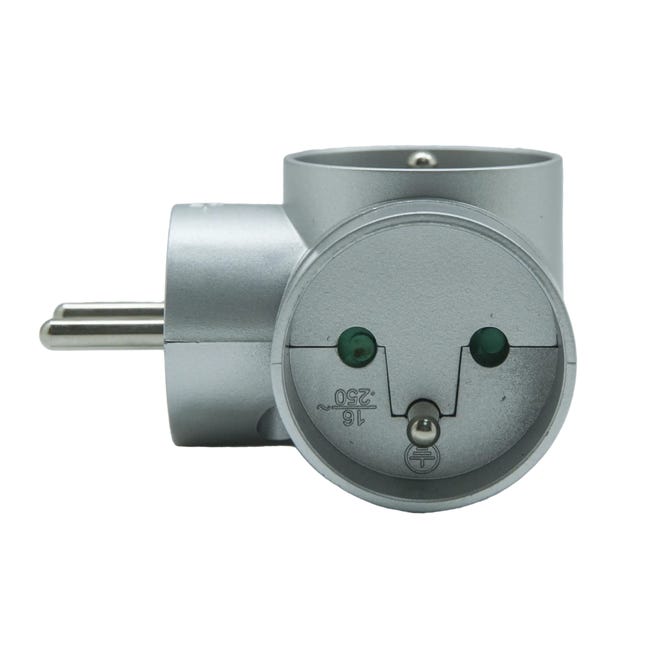 Rozgałęźnik 3x16A+Z Srebrny