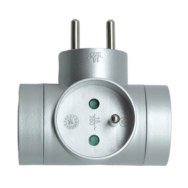 Rozgałęźnik 3x16A+Z Srebrny