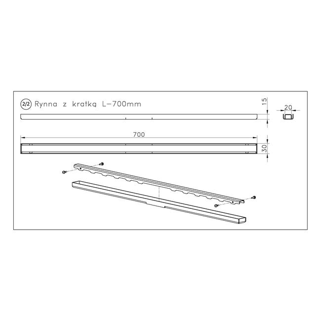 Rynna i kratka odpływu liniowego 700 ZŁOTY POLER. ELEMENT WIPER