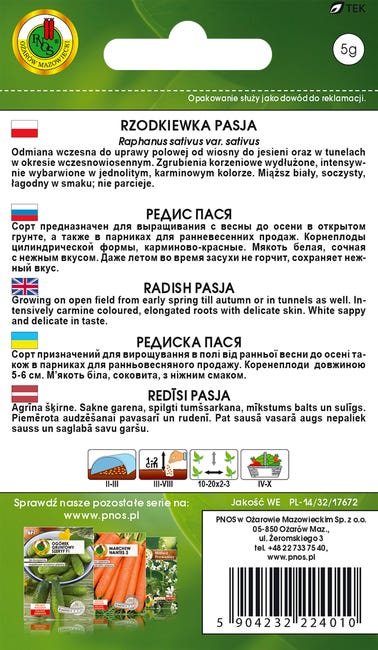 Rzodkiewka Pasja nasiona tradycyjne Pnos