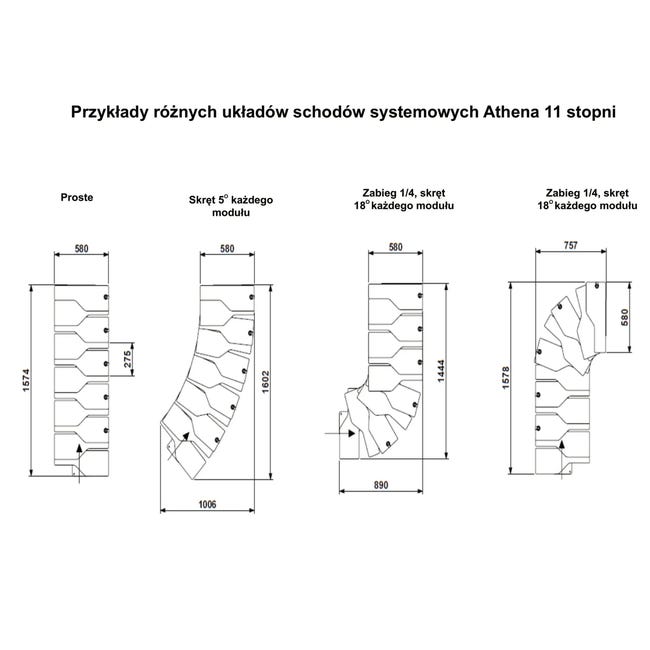 Schody modułowe dwustronne czarne Athena stopnie Bukowe lakierowane 11 sztuk Dolle