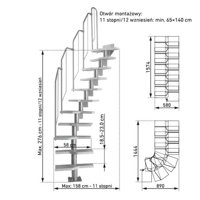 Schody modułowe dwustronne czarne Athena stopnie Bukowe lakierowane 11 sztuk Dolle