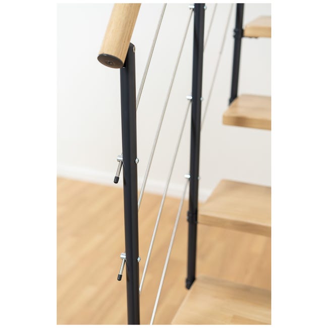 Schody modułowe proste antracytowe Boston stopnie dębowe lakierowane 11 sztuk Dolle