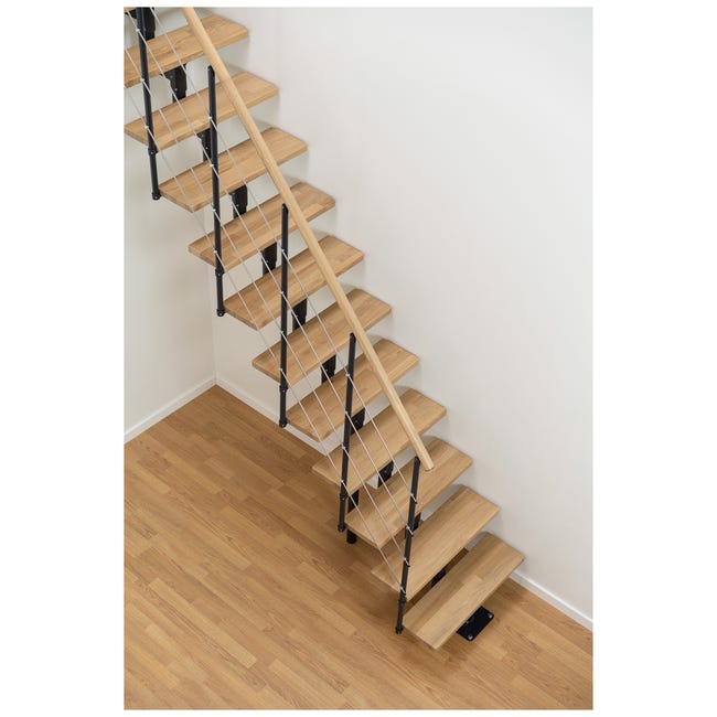 Schody modułowe proste antracytowe Boston stopnie dębowe lakierowane 11 sztuk Dolle