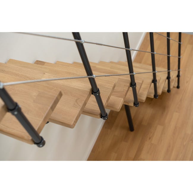 Schody modułowe proste antracytowe Boston stopnie dębowe lakierowane 11 sztuk Dolle