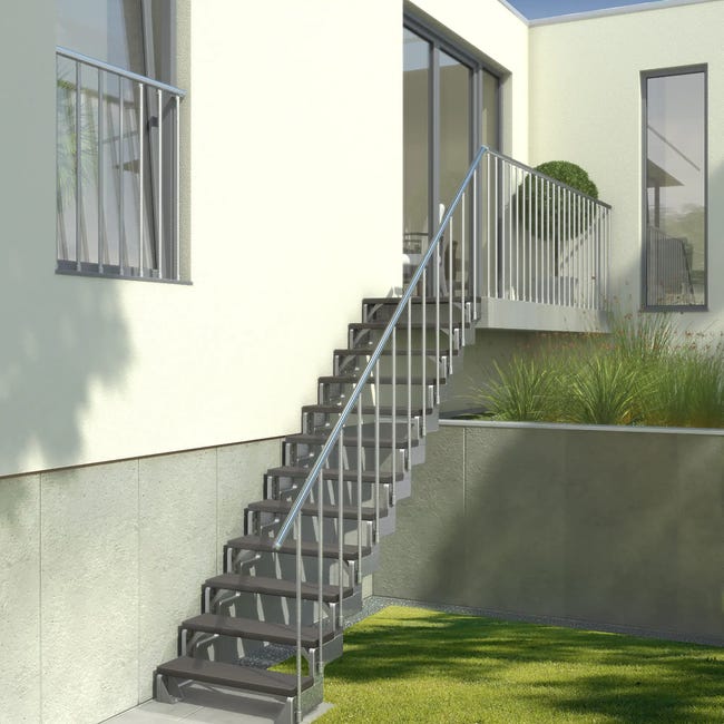 Schody modułowe zewnętrzne proste 4 stopnie Trimax atracytowe Gardentop Dolle