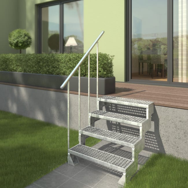 Schody modułowe zewnętrzne proste 4 stopnie krata metalowa Gardentop Dolle