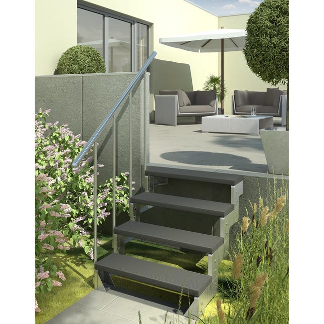 Schody modułowe zewnętrzne proste 7 stopni Trimax atracytowe Gardentop Dolle