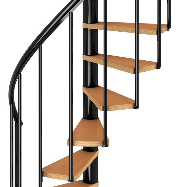 Schody spiralne antracytowe Calgary średnica 120 cm stopnie szerokość 62.7 cm Buk 11 sztuk Dolle
