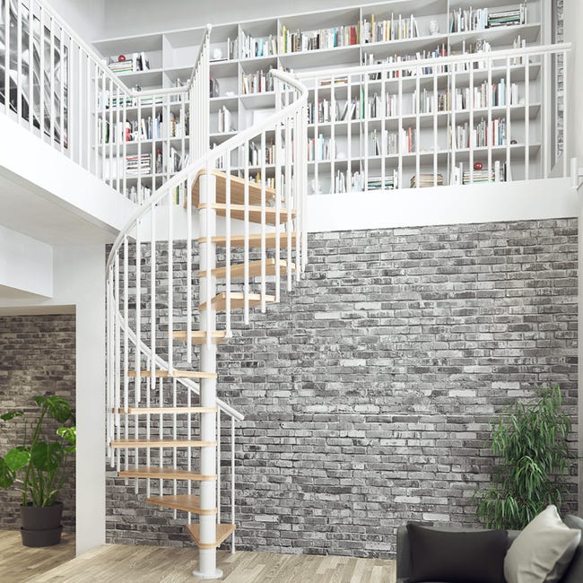 Schody spiralne białe Calgary średnica 120 cm stopnie szerokość 62.7 cm Buk 11 sztuk Dolle