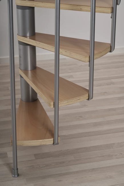 Schody spiralne srebrne Calgary średnica 120 cm stopnie szerokość 53.7 cm Buk 12 sztuk Dolle