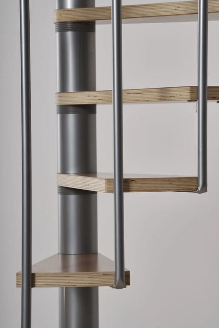 Schody spiralne srebrne Calgary średnica 120 cm stopnie szerokość 53.7 cm Buk 12 sztuk Dolle