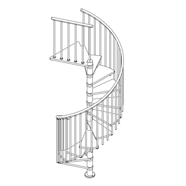Schody spiralne srebrnoszare Montreal Classic 3 średnica 120 cm stopnie szerokość 63.3 cm Fornir Dąb 11 sztuk Dolle