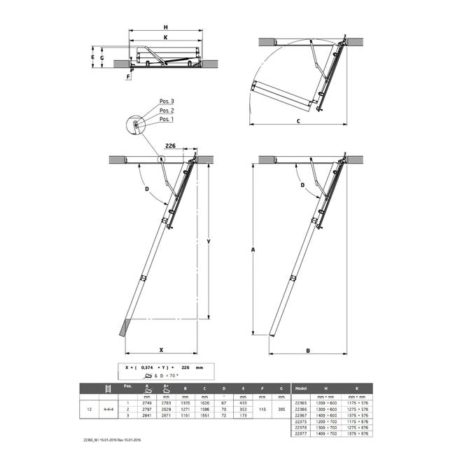 Schody strychowe Eurobest 2 120 x 60 cm