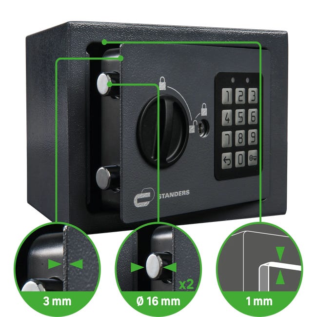 Sejf z kodem elektronicznym 15 x 20 x 15 cm 4 l Standers