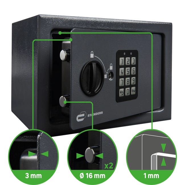 Sejf z kodem elektronicznym 18 x 28 x 20 cm 9 l Standers