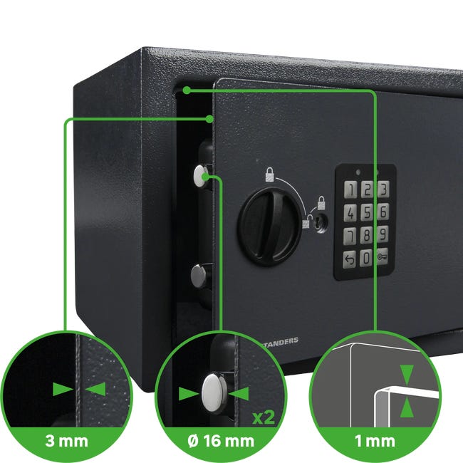 Sejf z kodem elektronicznym 23 x 35 x 25 cm 16 l Standers