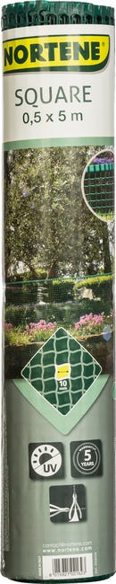 Siatka plastikowa 0.5x5 m zielona Square Nortene