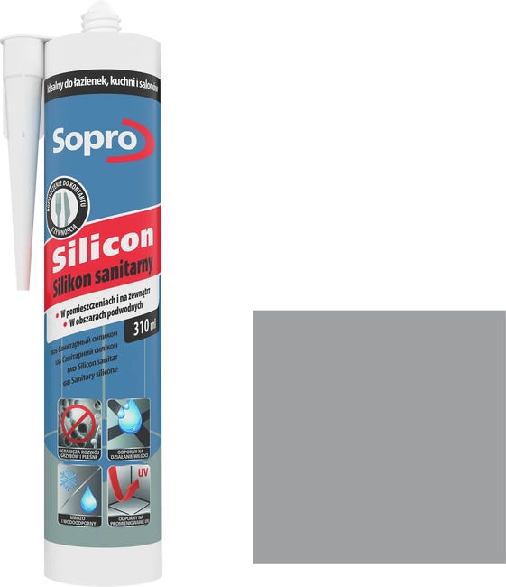 Silikon sanitarny 310 ml Szary 15 Sopro