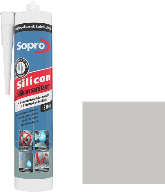 Silikon sanitarny 310 ml Średni szary 17 Sopro