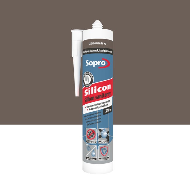 Silikon sanitarny Ciemnoszary 70 310 ml Sopro
