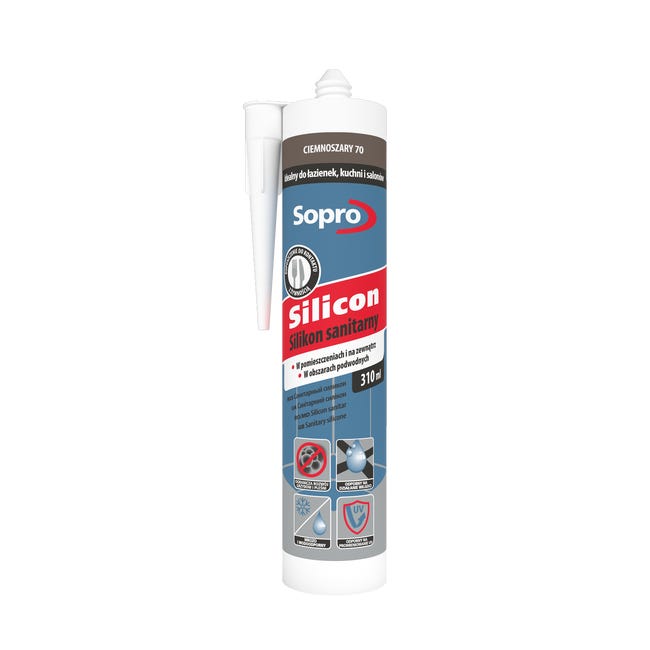 Silikon sanitarny Ciemnoszary 70 310 ml Sopro