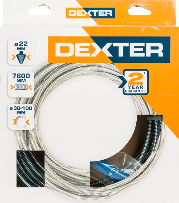 Sprężyna do udrażniania rur 9 mm / 7,6 m DEXTER