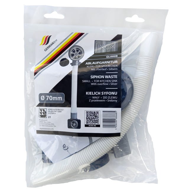 Spust 50 mm z przelewem GL0008 chrom GERMANLINE