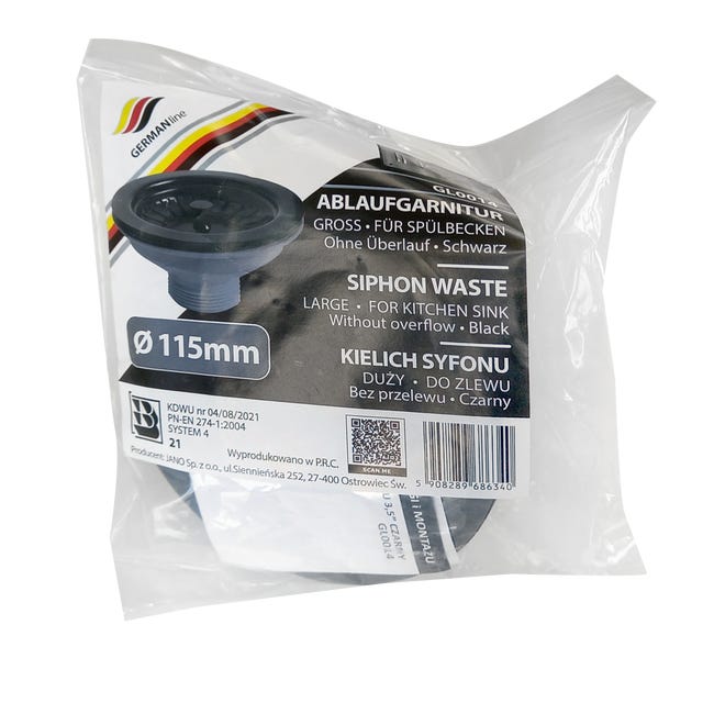 Spust 90 mm GL0014 czarny GERMANLINE
