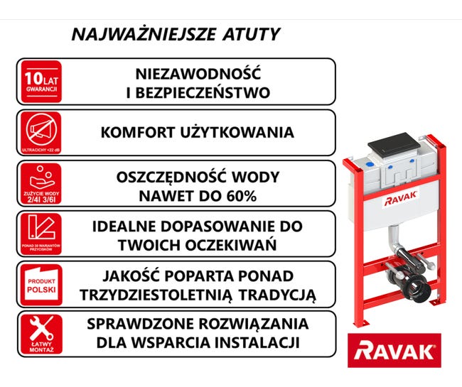 Stelaż podtynkowy do WC niska zabudowa Smart Specjal Chrom Ravak