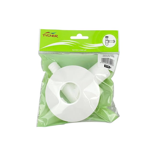 Syfon pralki natynkowy biały TYCNER