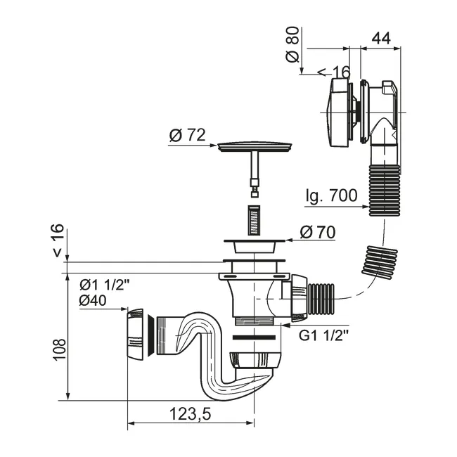 Syfon wanny 50 mm AUTOMAT ELTON WIRQUIN