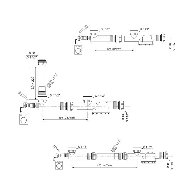 Syfon zlewu 1 1/2'' 2-KOMOROWY NISKI ESPACE WIRQUIN