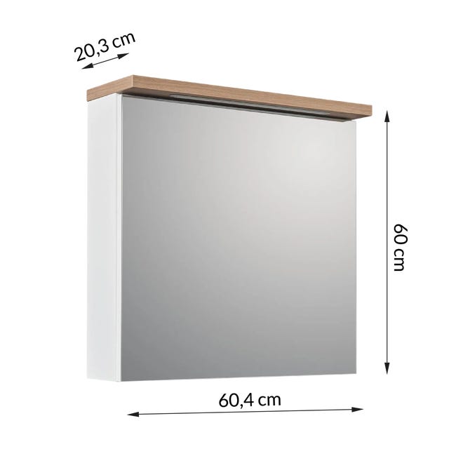 Szafka lustrzana z oświetleniem Stilla 60 x 60 x 20 Nas