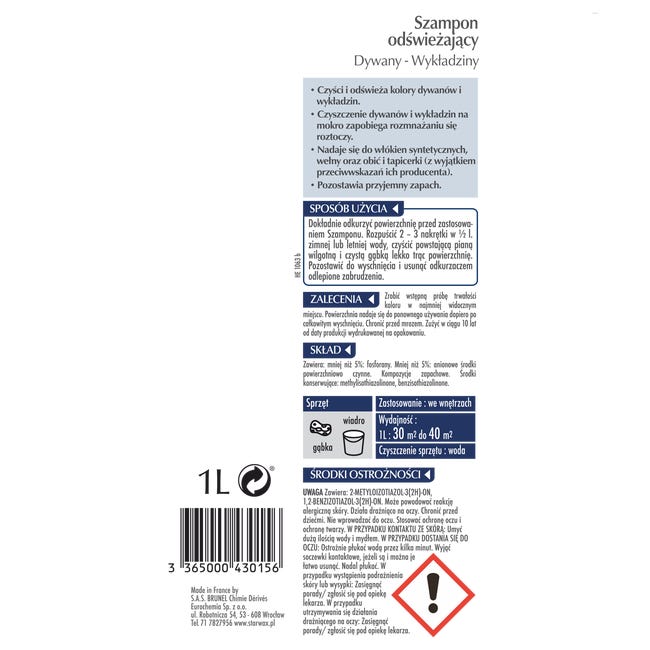 Szampon odświeżający DYWANY I WYKŁADZINY 1 l STARWAX