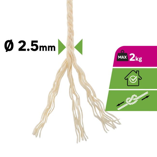 Sznurek bawełniany 2.3 kg 2.5 mm x 30 m skręcany biały