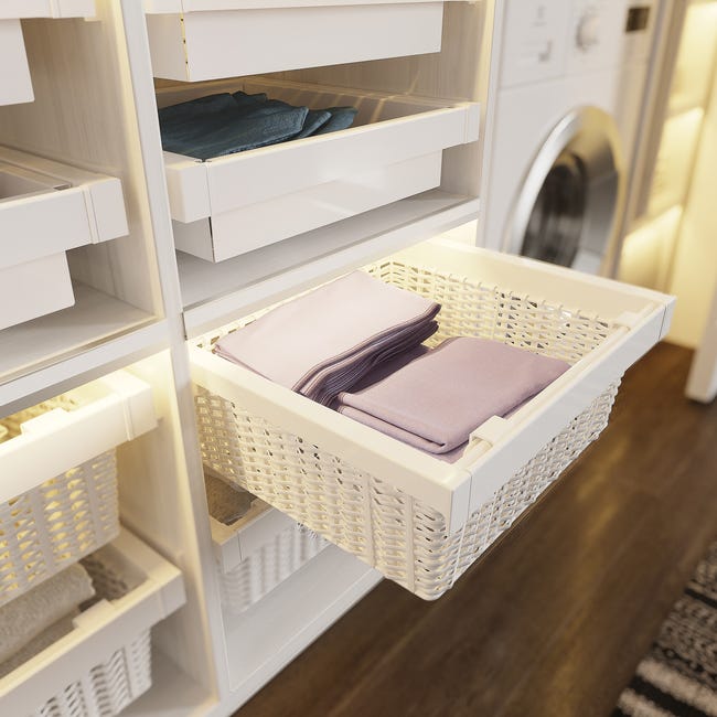 Szuflada z koszem rattan do korpusu 70 cm biała Elite GTV