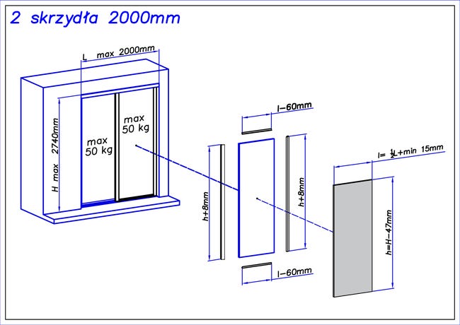 Szyna do drzwi przesuwnych dł. 200 Spaceo