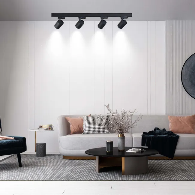 Szyna z 4 reflektorami Snow czarna 4 x GU10 3F Light Prestige