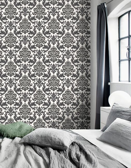 Tapeta Barok 278507 biało-czarna papierowa