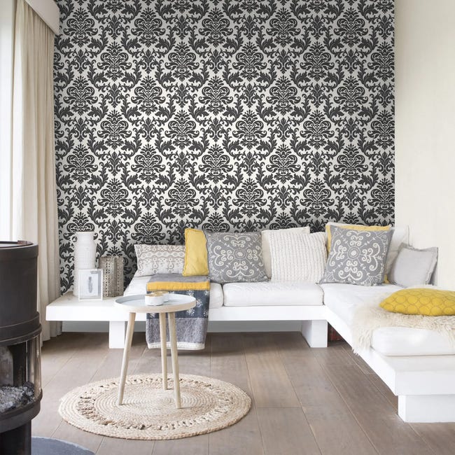 Tapeta Barok 278507 biało-czarna papierowa