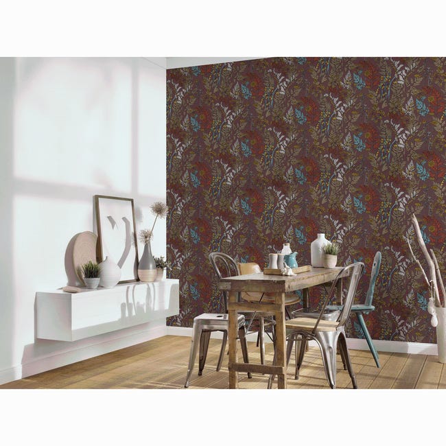 Tapeta Floral Impression 377514 bordowa winylowa na flizelinie