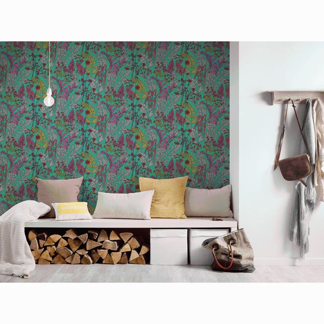 Tapeta Floral Impression 377516 zielona winylowa na flizelinie